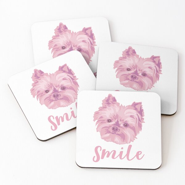 Item preview, DuFauna Pink Yorkie Joyful Smile White 02-0811-01 designed and sold by DuFauna.