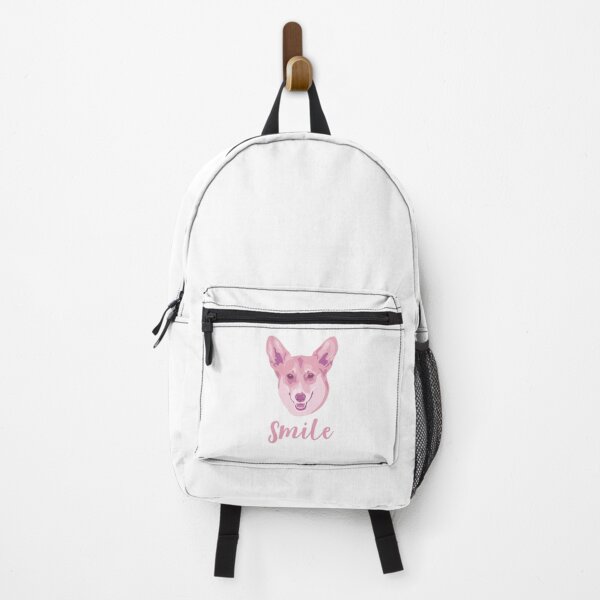 Item preview, DuFauna Pink Corgi Joyful Smile White 02-0811-01 designed and sold by DuFauna.