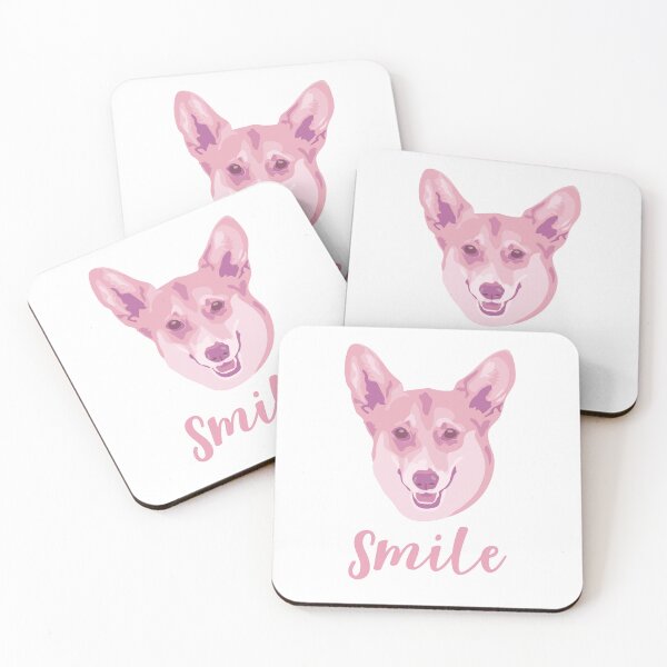 Item preview, DuFauna Pink Corgi Joyful Smile White 02-0811-01 designed and sold by DuFauna.