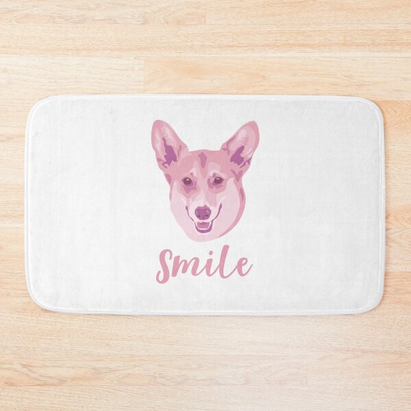 Item preview, DuFauna Pink Corgi Joyful Smile White 02-0811-01 designed and sold by DuFauna.