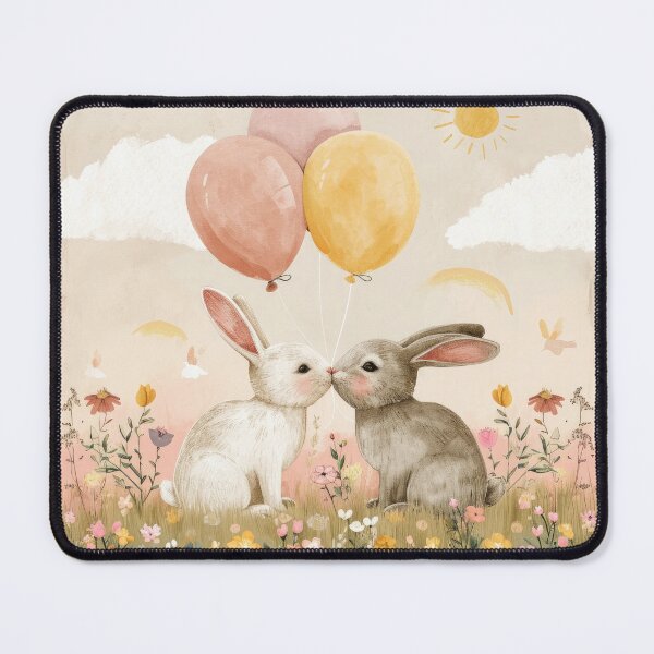 Item preview, Boho balloons flower meadow with bunny friends designed and sold by FlowersColorful.