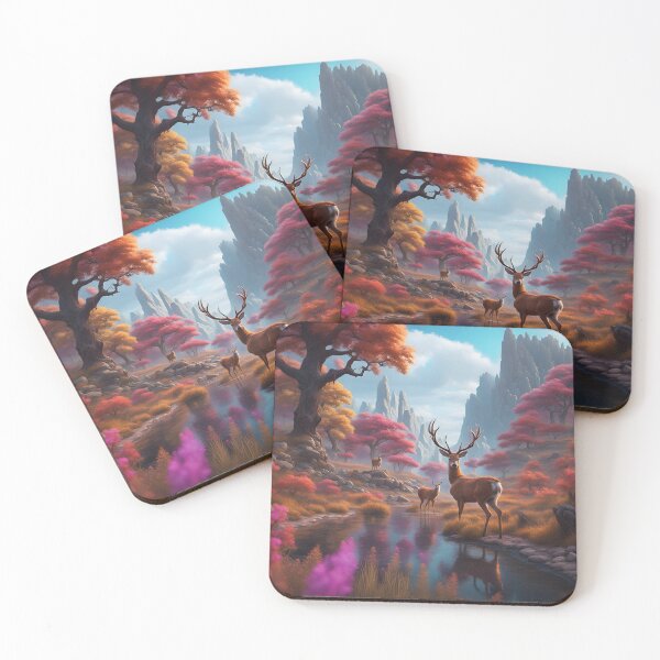 Item preview, Enchanting Wildernes Deer in a Colorful Landscape designed and sold by MoriFantasy.