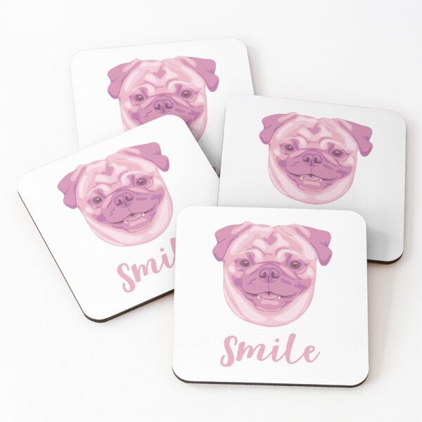 Item preview, DuFauna Pink Pug Joyful Smile White 02-0811-01 designed and sold by DuFauna.