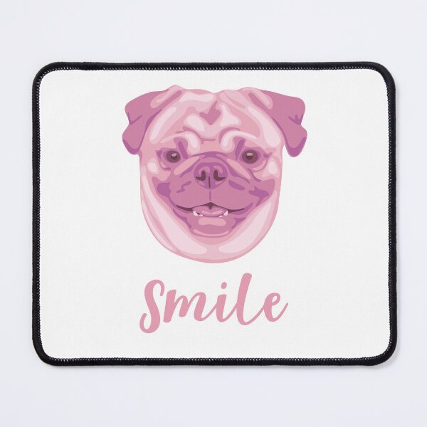 Item preview, DuFauna Pink Pug Joyful Smile White 02-0811-01 designed and sold by DuFauna.