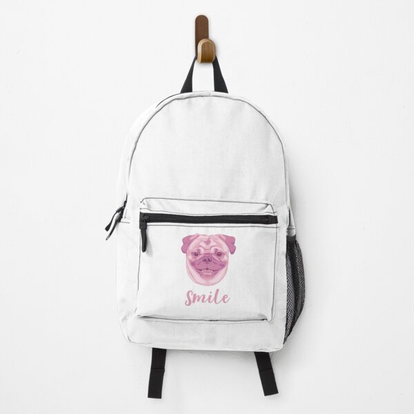 Item preview, DuFauna Pink Pug Joyful Smile White 02-0811-01 designed and sold by DuFauna.