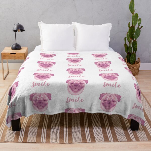 Item preview, DuFauna Pink Pug Joyful Smile White 02-0811-01 designed and sold by DuFauna.