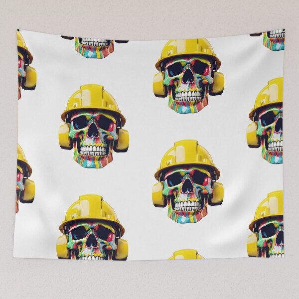 Item preview, Blue Collar Worker Colorful Skull in Hard Hat designed and sold by gillys.