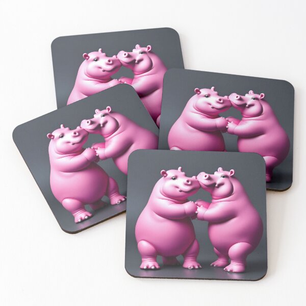 Item preview, PINK HIPPOS HUGGING designed and sold by PIGCASSOSAIART.