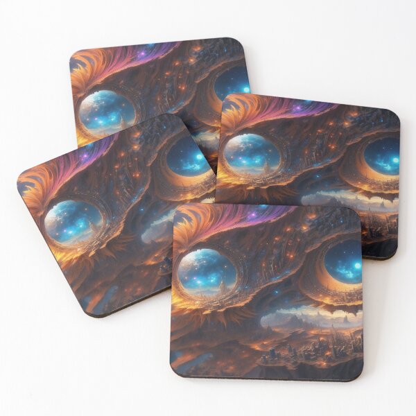 Item preview, Between starlight and city shadows, Surreal cityscape poster, Imaginative night scene designed and sold by IdeaSmith.
