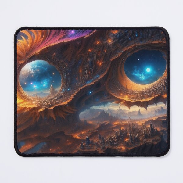 Item preview, Between starlight and city shadows, Surreal cityscape poster, Imaginative night scene designed and sold by IdeaSmith.