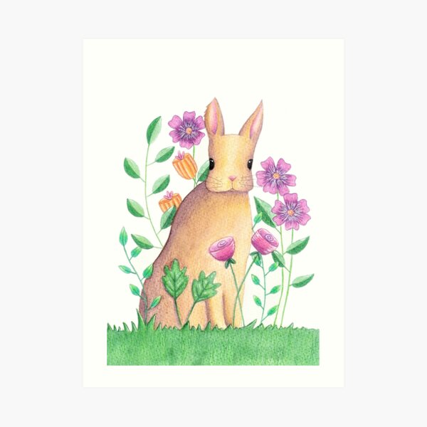 Rabbit In Flowers Art Print