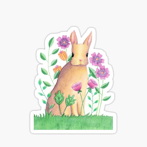 Rabbit In Flowers Sticker