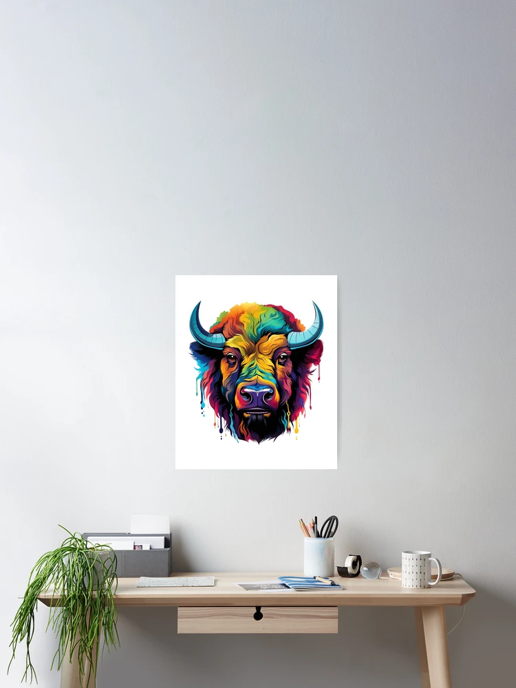 Thumbnail 2 of 3, Poster, Colorful Bison designed and sold by StickerStyleHub.