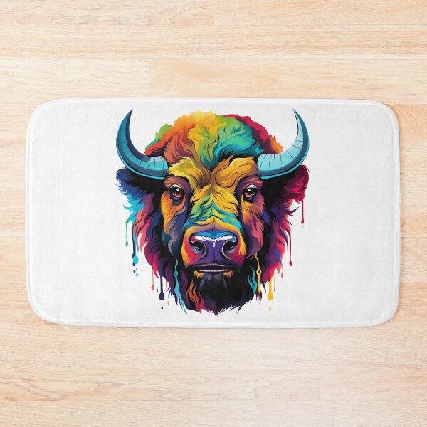Aperçu de l'œuvre Bison coloré créée et vendue par StickerStyleHub.
