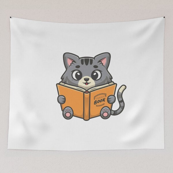Item preview, Cute cat reading book designed and sold by StickerStyleHub.