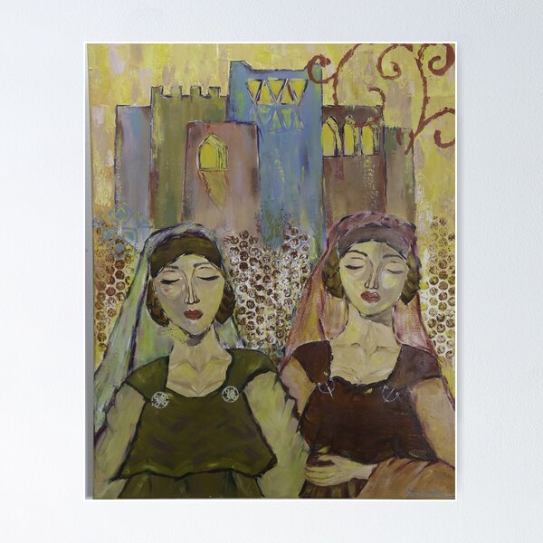 Item preview, Colorful Oriental Art Scene, Dreamy women with building background designed and sold by ArtBySamTah.