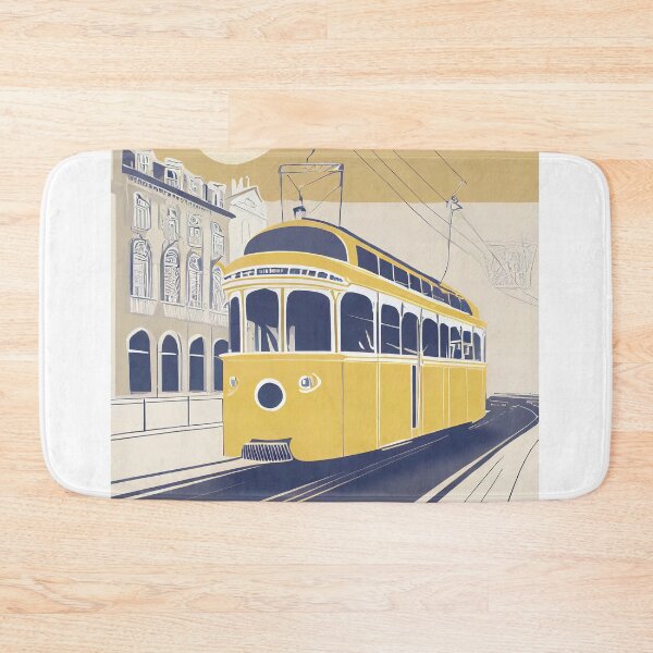 Item preview, Vintage Minimal Retro Travel Poster Yellow Tram Tram in Lisbon Portugal designed and sold by pod24.