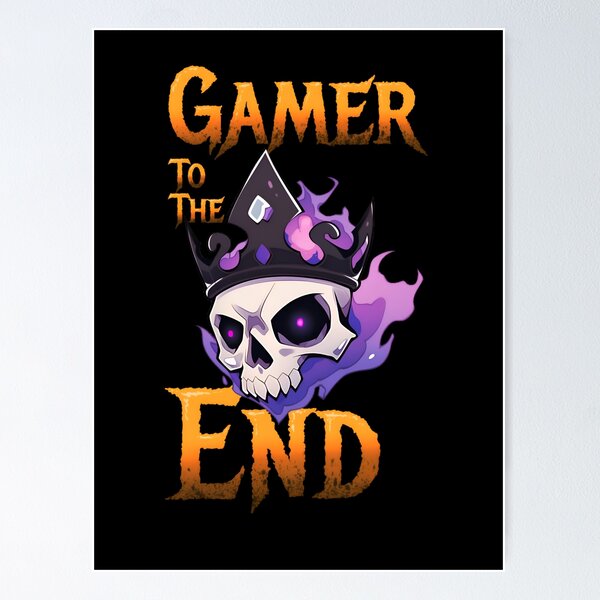 Item preview, Gamer To The End Smoking Skull Gold Text Shirt Design by Zeesdesign on Redbubble designed and sold by ZEESDESIGN.
