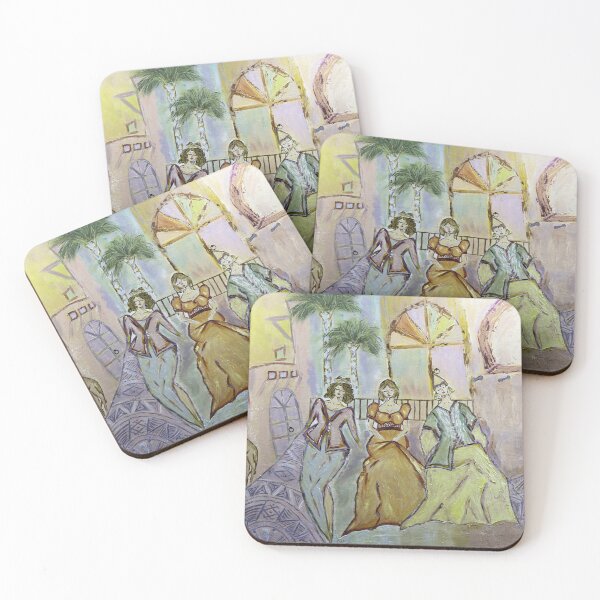 Item preview, Bright colorful Oriental Art Scene, Dreamy Princesses With African Symbols,Camel and Goat designed and sold by ArtBySamTah.