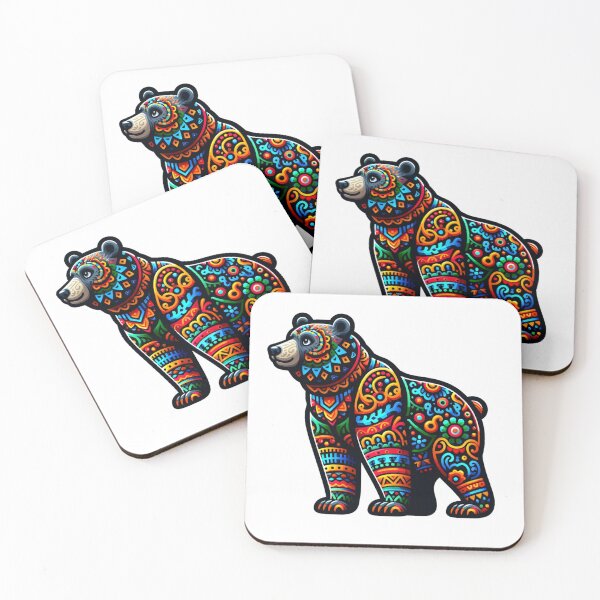 Item preview, Alibrije Style cute bear with a kaleidoscope of colors and complex motifs designed and sold by TheScruffyGoose.
