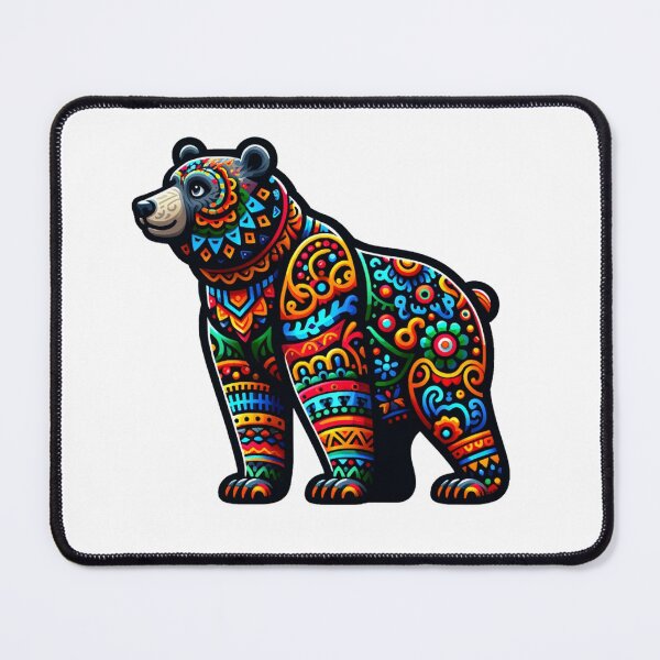 Item preview, Alibrije Style cute bear with a kaleidoscope of colors and complex motifs designed and sold by TheScruffyGoose.