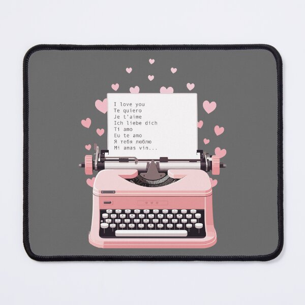 Item preview, retro pink typewriter with hearts and text designed and sold by Capictures.