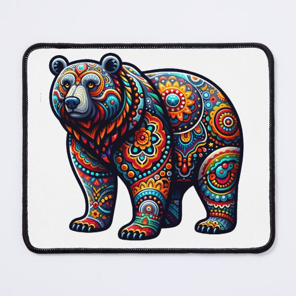 Item preview, Alibrije style grizzly bear with dream-inspired vibrant patterns and bold hues designed and sold by TheScruffyGoose.