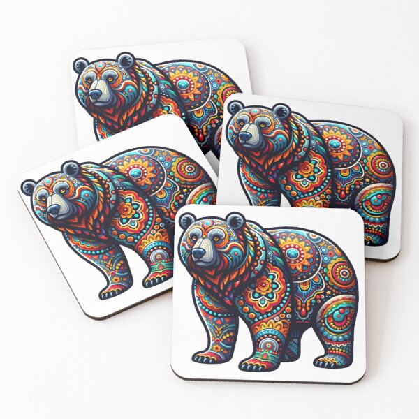 Item preview, Alibrije style  grizzly bear with dream-inspired vibrant patterns and bold hues designed and sold by TheScruffyGoose.