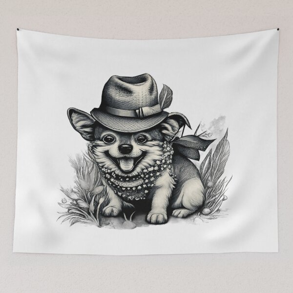 Item preview, A charming, smiling dog in a hat designed and sold by MagelliShop.