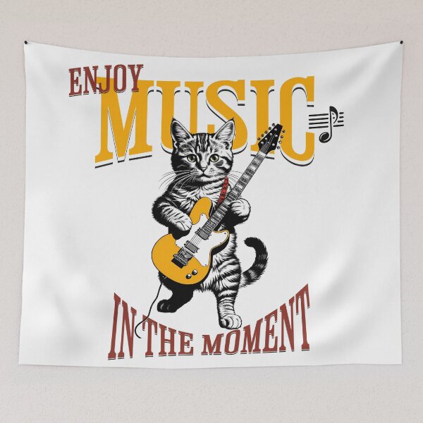Item preview, Retro Feline Notes: Cats and Guitars in Digital Art designed and sold by Artedig.