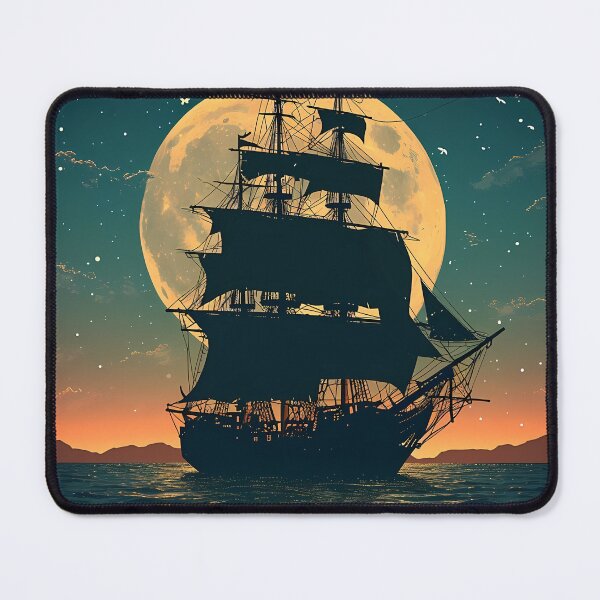 Item preview, Beautiful Ship and Moon designed and sold by Newbie Art.