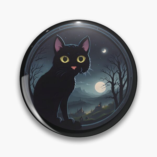 Item preview, Black cat and moon designed and sold by OldschoolCrew.