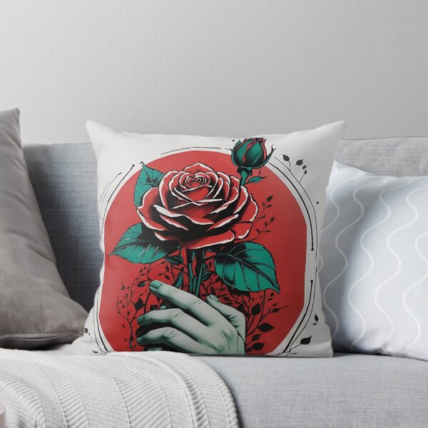 Red Rose minimalism Throw Pillow