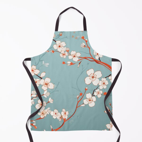 Item preview, White Orange Oriental Cherry Blossoms on Turquoise and Chinese Wedding Double Happiness | Japanese Sakura designed and sold by GrinGalore.