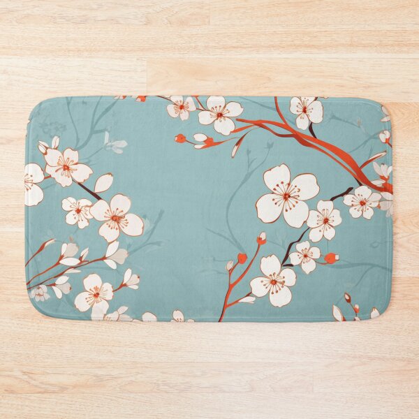 Item preview, White Orange Oriental Cherry Blossoms on Turquoise and Chinese Wedding Double Happiness | Japanese Sakura designed and sold by GrinGalore.