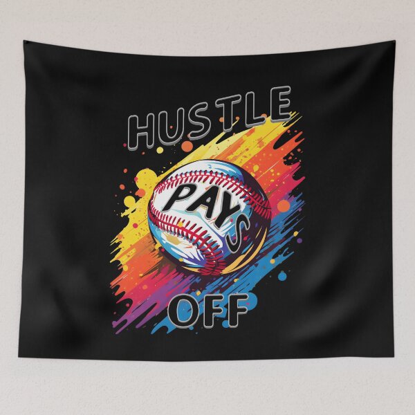 Item preview, "Color Splash Baseball - Hustle Pays Off Design" designed and sold by ChromaticBlend.