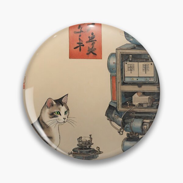 Item preview, Cat + Robot (mesmerized) designed and sold by BoxcarDesigns.