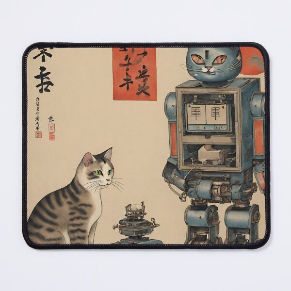 Item preview, Cat + Robot (mesmerized) designed and sold by BoxcarDesigns.