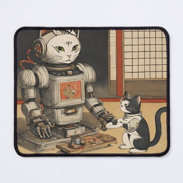 Item preview, Cat + robot (supper time) designed and sold by BoxcarDesigns.