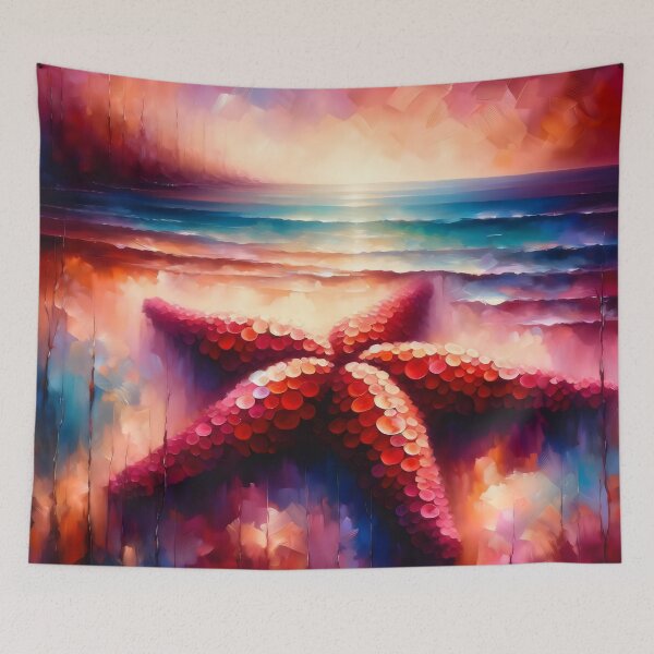 Item preview, Vibrant Seashore Starfish - Abstract Ocean Sunset Art designed and sold by ElLocoMus.