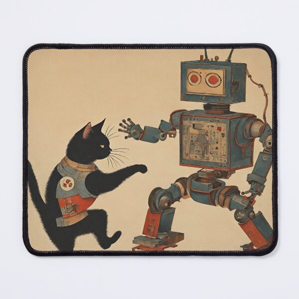 Item preview, Cat + Robot (dancing) designed and sold by BoxcarDesigns.