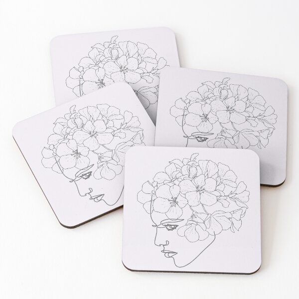Item preview, Women Face with Flowers Nymph Line Art  designed and sold by HerMindSpeaks.