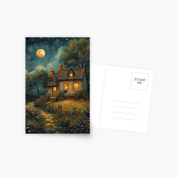 Item preview, Tranquility Amidst Bricks: Atmospheric Brick Cottage Off the Beaten Path Beneath the Moon designed and sold by BorczVisuals.