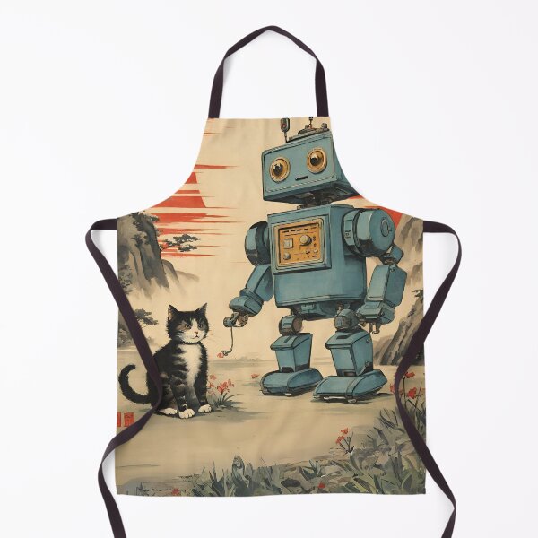 Item preview, Cat + Robot (play time) designed and sold by BoxcarDesigns.