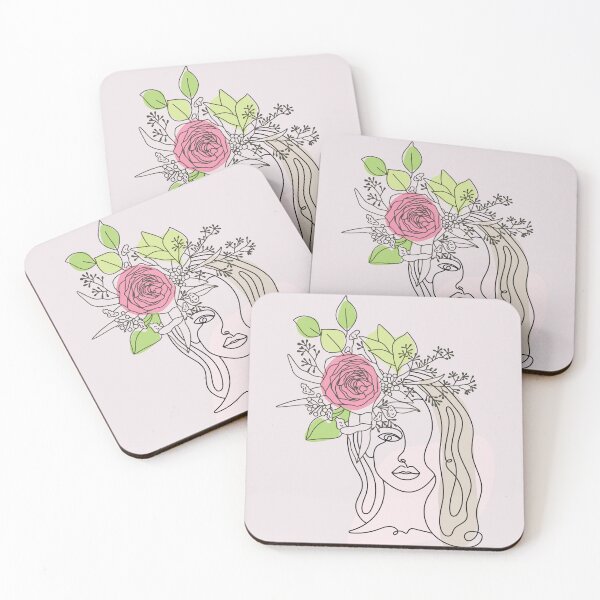 Item preview, Women Face with Floral Wreath Nymph Line Art  designed and sold by HerMindSpeaks.