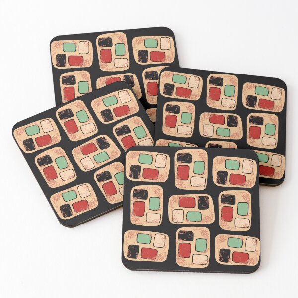 Item preview, Retro pattern No73c- aged muted shape groups (pink, red, duckegg) designed and sold by TalkingHerds.