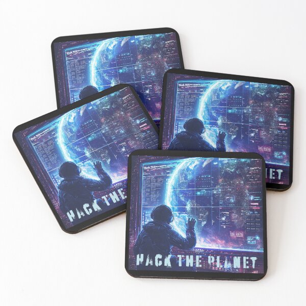 Item preview, Hack the Planet - Cosmic Hacker Unleashes Neon Code in Galactic Matrix designed and sold by zax454.