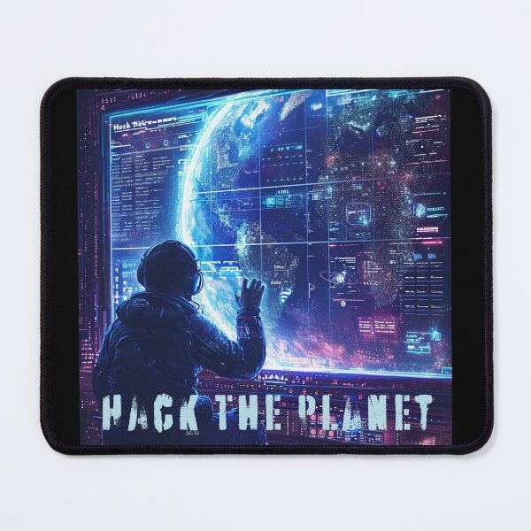 Item preview, Hack the Planet - Cosmic Hacker Unleashes Neon Code in Galactic Matrix designed and sold by zax454.