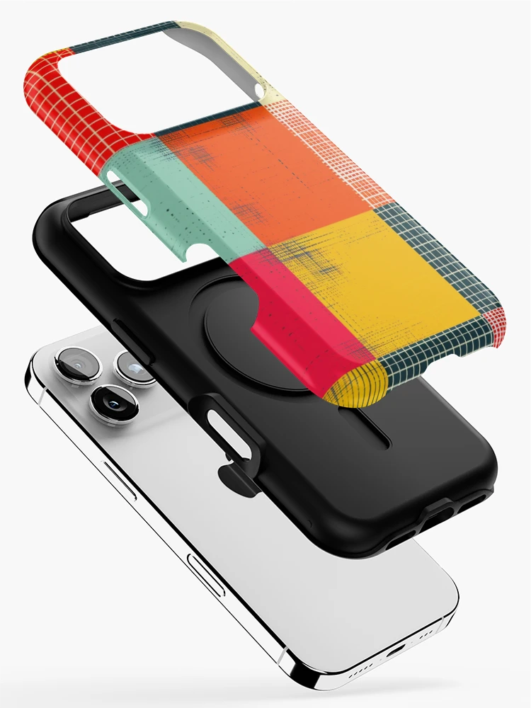 Thumbnail 2 of 4, iPhone Case, Retro Grid Color Block Patchwork designed and sold by ColorfulVanilla.