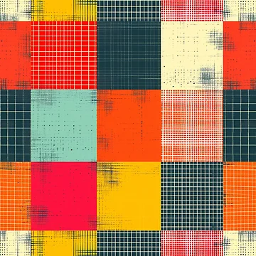 Artwork thumbnail, Retro Grid Color Block Patchwork by ColorfulVanilla
